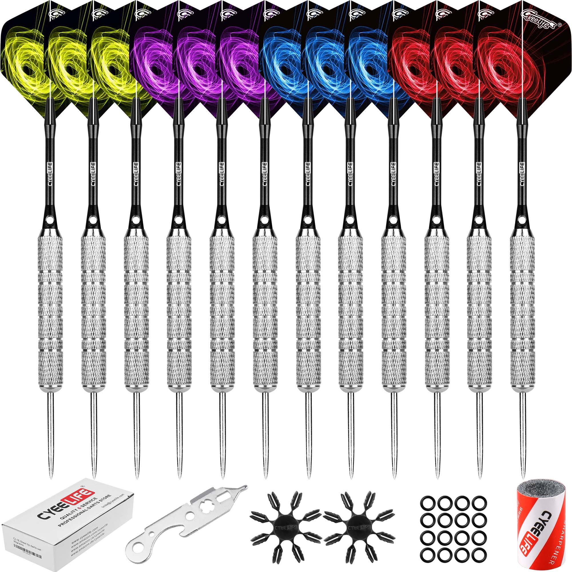 CyeeLife 18/20/22/28g Darts Stahl Haustier Schwanz, Aluminium Stange, 50 Stücke Gummi Ring, 3 Stücke Schwanz Schutz, Schleifstein, 12 STÜCKE/einste thumbnail