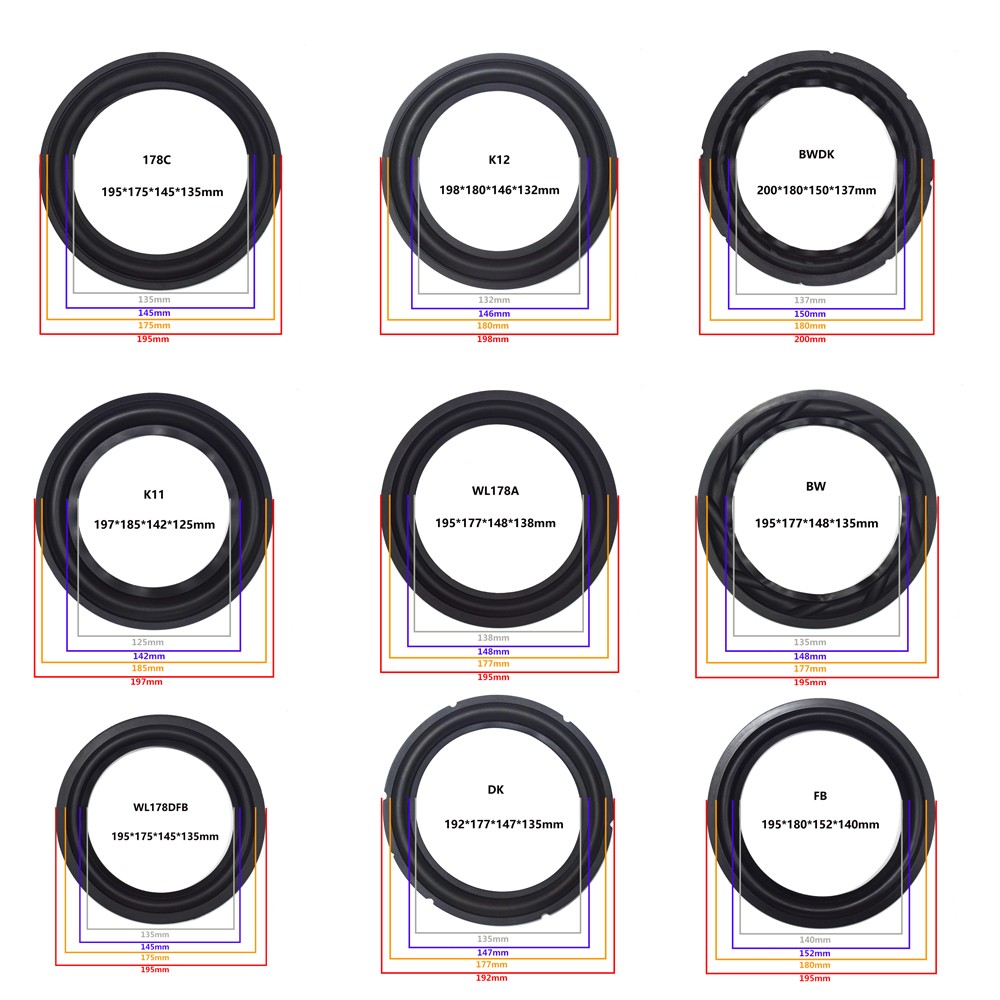 8 Zoll Lautsprecher Gummi Umgeben Rand Tieftöner Reparatur Falten Rand Subwoofer Ring DIY Reparatur Zubehör Lautsprecher Suspension thumbnail