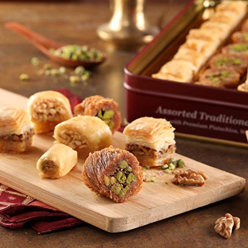 Zalatimo Sweets Since 1860, 100% All Natural Assorted Baklava, Slightly Sweet Baklava in Square Metal Gift Tin, No Preservatives, No Additives, No Cor thumbnail