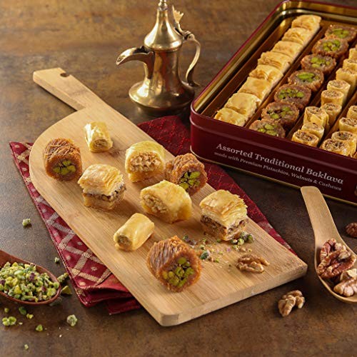 Zalatimo Sweets Since 1860, 100% All Natural Assorted Baklava, Slightly Sweet Baklava in Square Metal Gift Tin, No Preservatives, No Additives, No Cor thumbnail