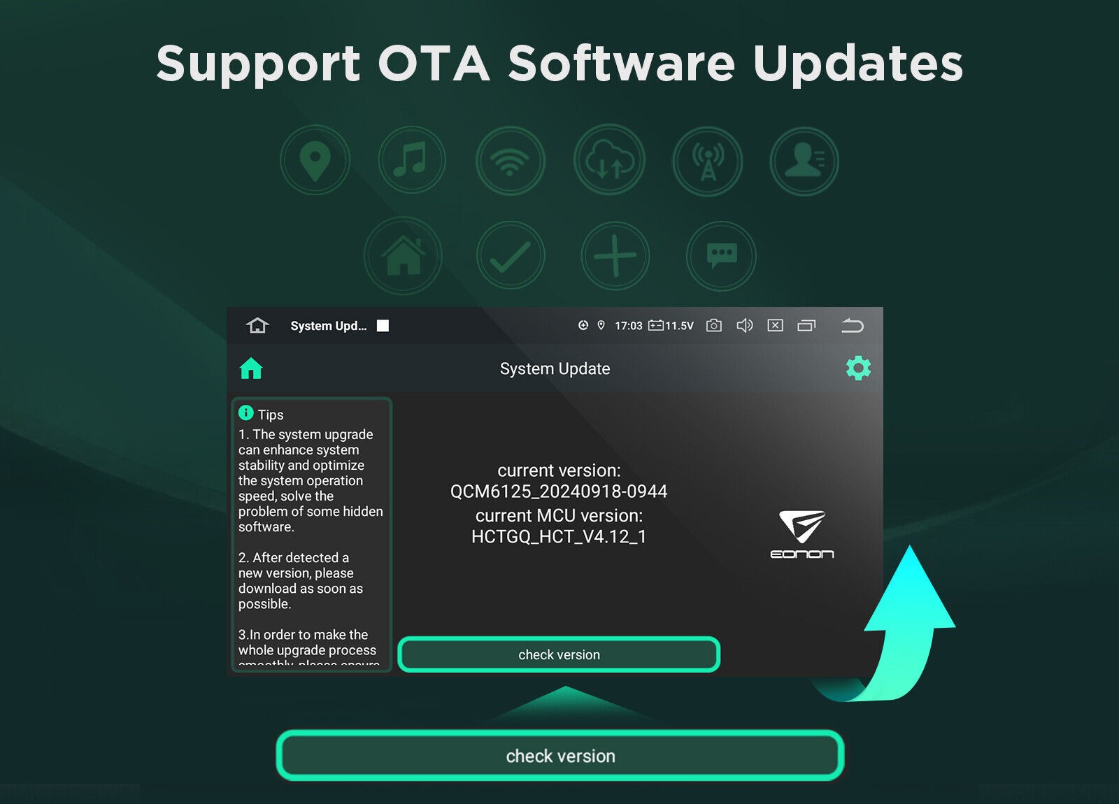 OBD Eonon VWA13 Android 13 Car Radio GPS Stereo Bluetooth WiFi for VW Skoda Seat