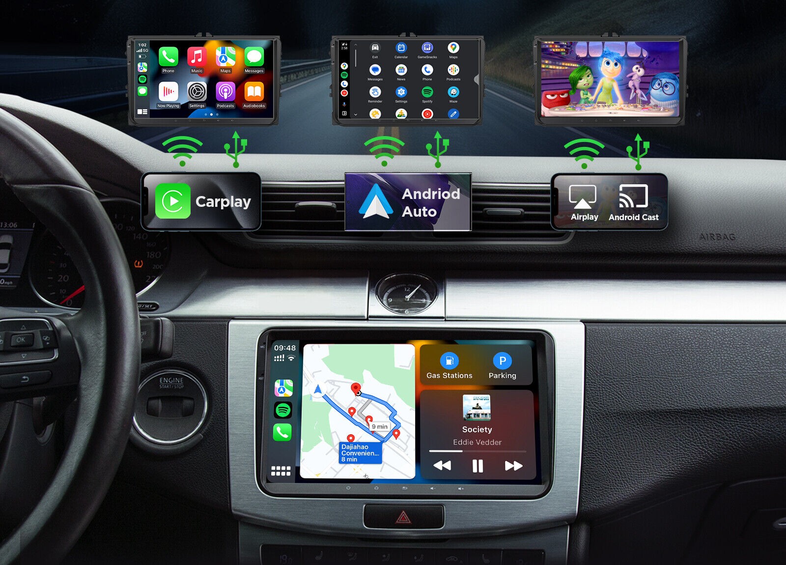 OBD Eonon VWA13 Android 13 Car Radio GPS Stereo Bluetooth WiFi for VW Skoda Seat