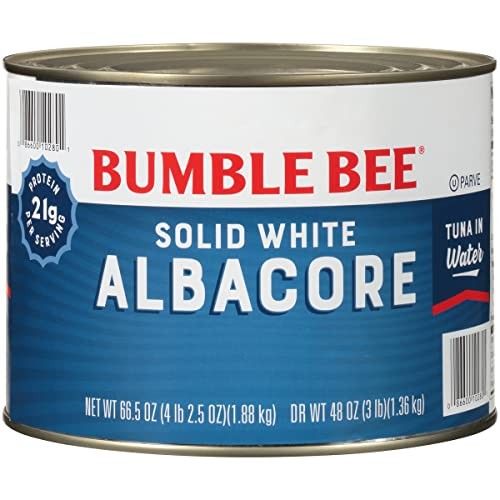 Bumble Bee Solid White Albacore Tuna in Water, 66.5 Oz Bulk Food Service Can - Wild Caught Tuna - 21g Protein per Serving, High in Omega-3s - Non-GMO 