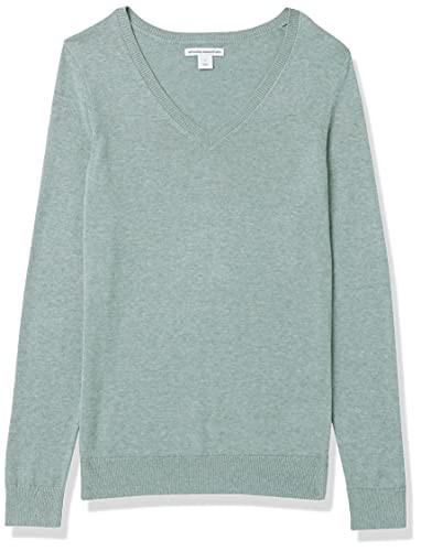 Amazon Essentials Women's Classic-Fit Lightweight Long-Sleeve V-Neck Sweater (Available in Plus Size), Sage Green Heather, XX-Large thumbnail