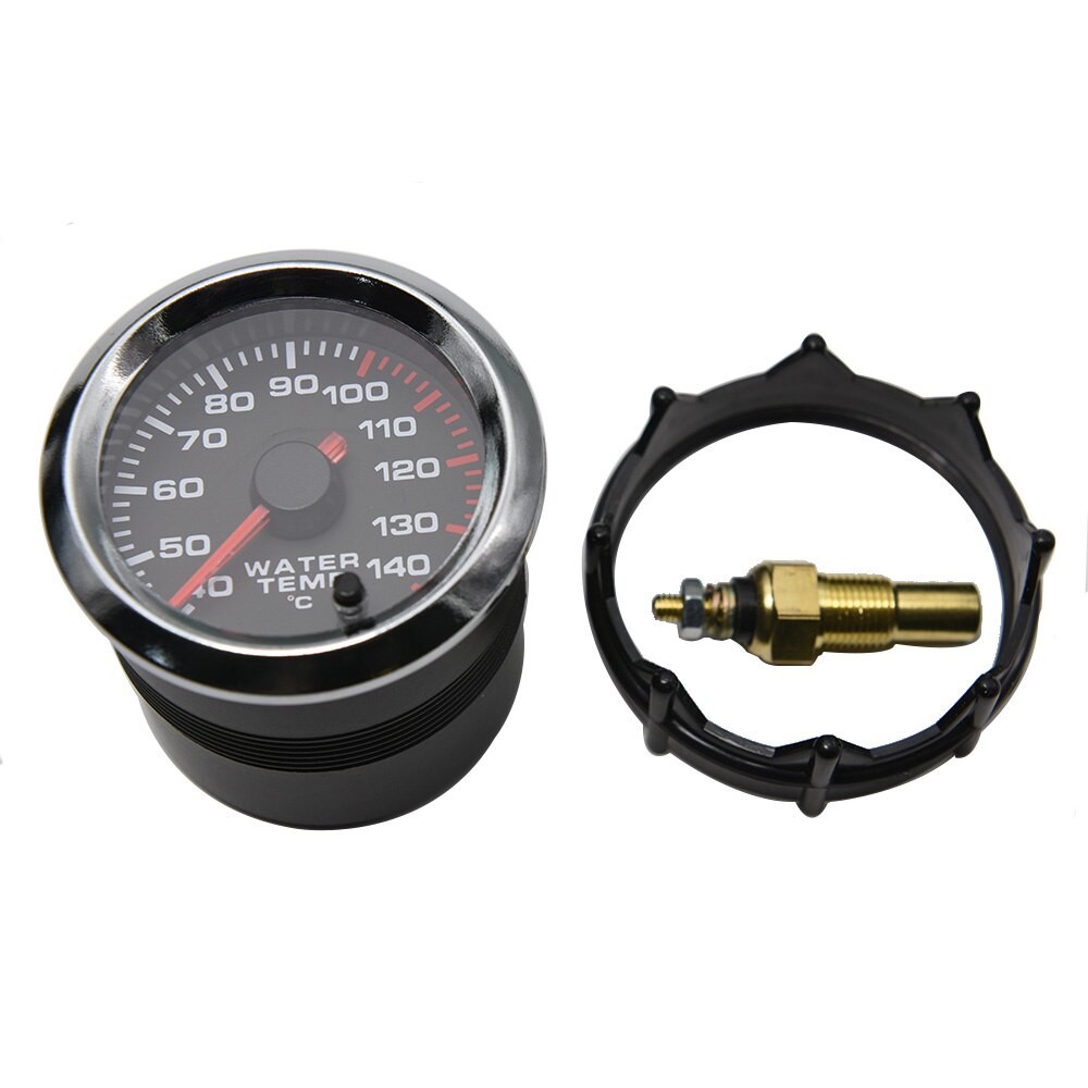 52MM Auto Wasser Temperatur Messgerät 40-140 Celsius Mit Wasser Temp Gemeinsam Rohr Sensor Adapter 1/8NPT 28-40MM 7 Farbe Hintergrundbeleuchtung thumbnail