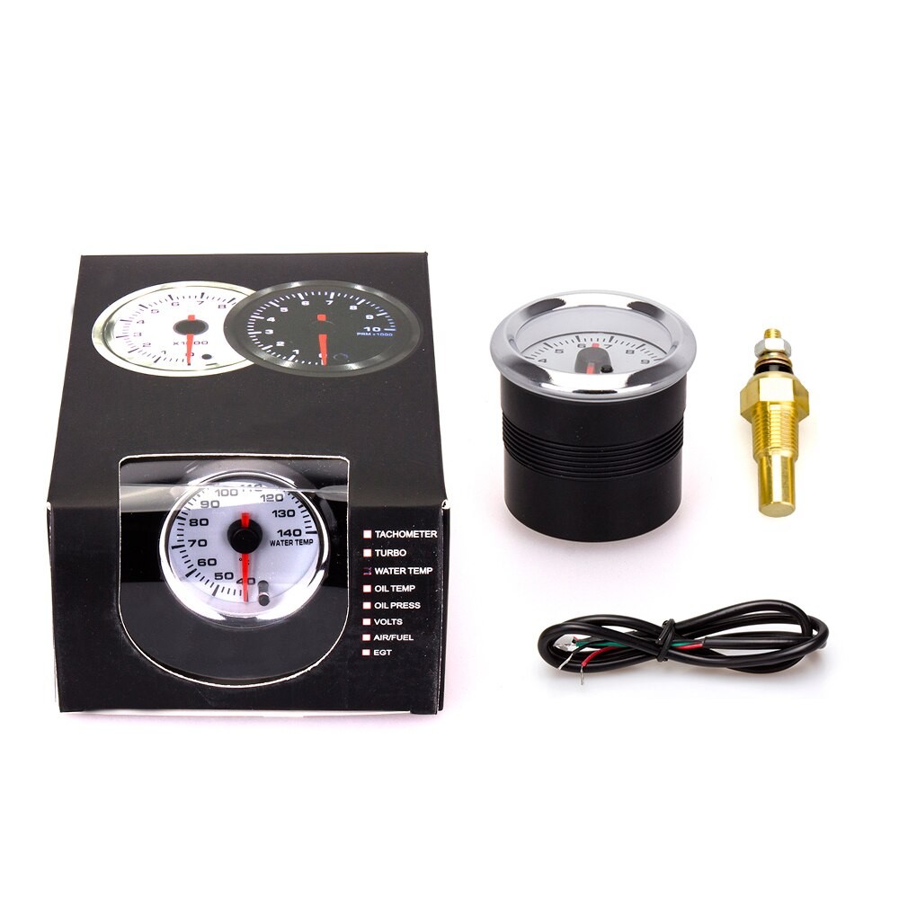 2 ''52MM Auto Wasser Temperatur Messgerät 40-140 Celsius Mit Wasser Temp Gemeinsam Rohr Sensor Adapter 1/8NPT 28-40MM 7 Farbe Hintergrundbeleuchtung thumbnail