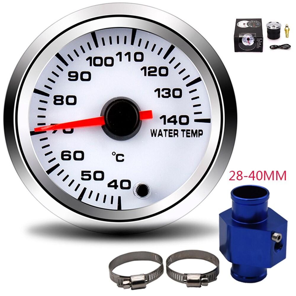 2 ''52MM Auto Wasser Temperatur Messgerät 40-140 Celsius Mit Wasser Temp Gemeinsam Rohr Sensor Adapter 1/8NPT 28-40MM 7 Farbe Hintergrundbeleuchtung