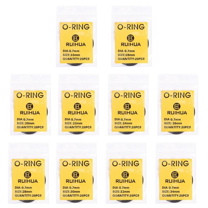 200 St / Set 16-34mm Vattentät Gummi O-ring Klocka Baksidan Tätning Packningar Klocka Reparationsdelar