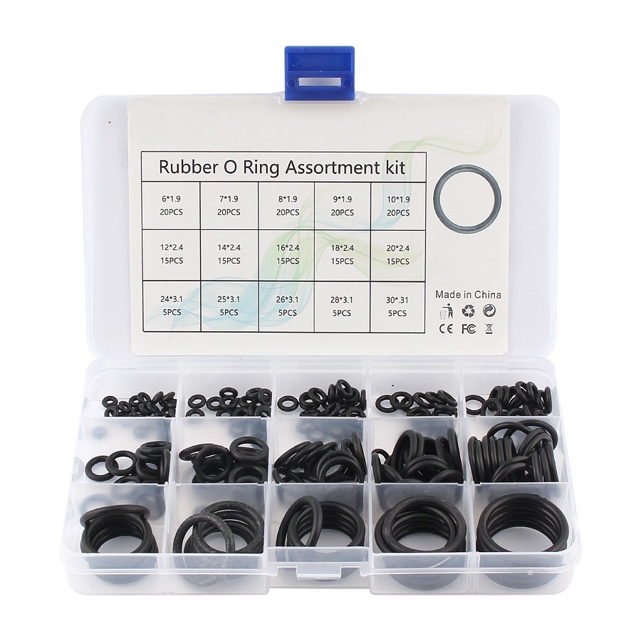 200 St Gummi O-ring, O-rings Sortiment Kit, Brickpackning Tätning Silikon Oring Pack 15 Storlekar, Med Plastlåda Silikongummi thumbnail