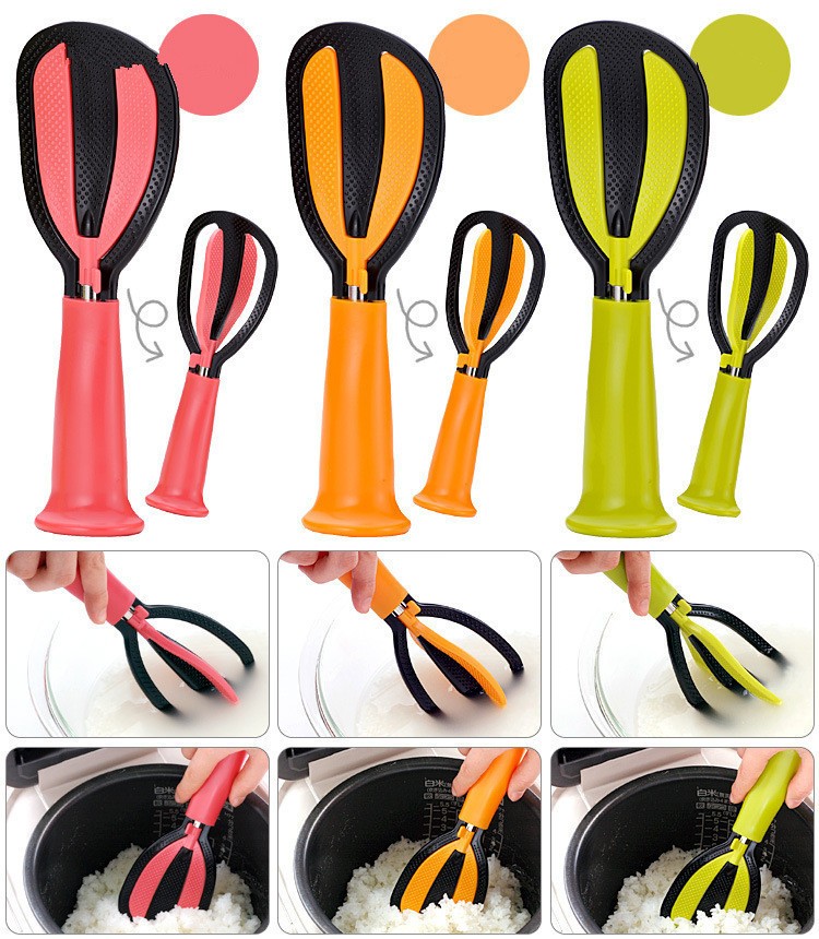 1pc Multifunktionella Non-stick Rissked Spade Plast Vertikal Roterande Mätare Ris TVättskedar äggvisp Skänk Kök Ok 0489
