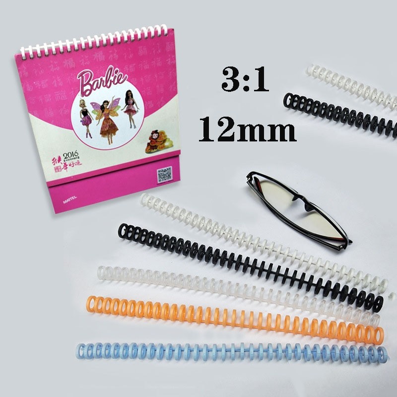 12mm Lösa Lövbindningsremsor Avtagbar Plast Yo Spole Bindningsring 3: 1 Kalender Ring Färg Bindande Gummi Ring Bindemedel Ringar