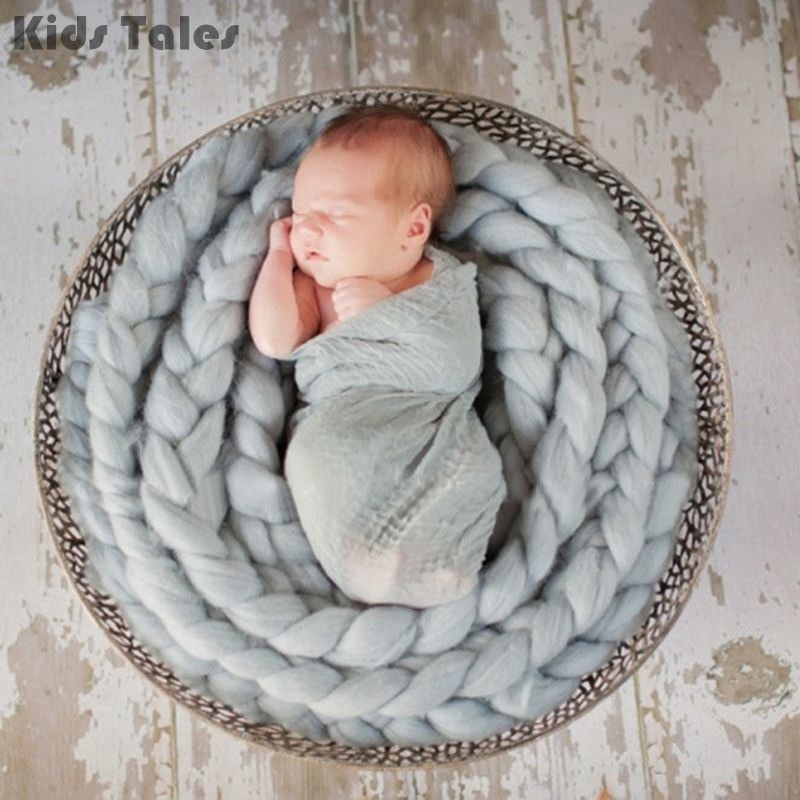 Handgjord Nyfödd Baby Fotografering Fotografi Rekvisita Bakgrund Ull Stickning Tjock Filt Virkad Matta Lny 9201 thumbnail