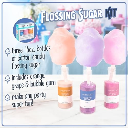 16 Oz. Cotton Candy Flossing Sugar - Grape, Pink Bubble Gum, Orange thumbnail