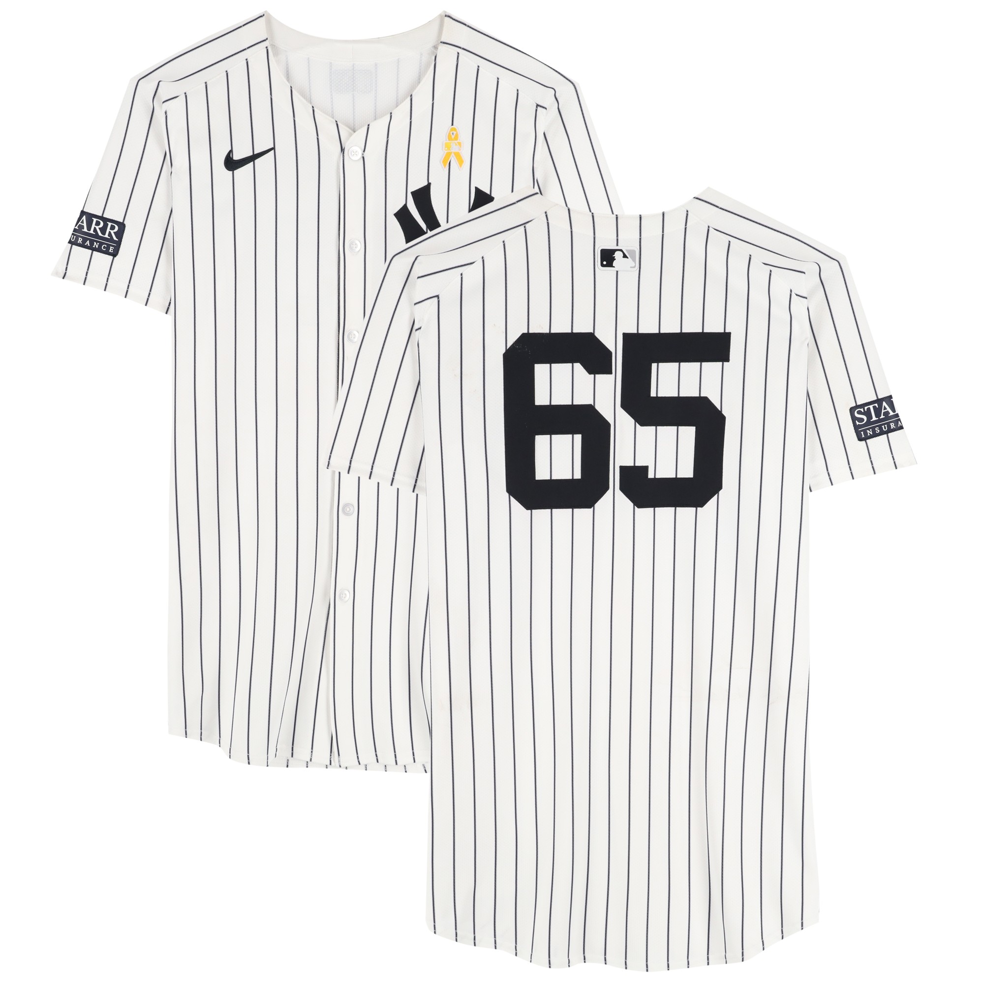 Nestor Cortes Jr. New York Yankees Game-Used #65 White Pinstripe Nike Jersey Vs. St. Louis Cardinals on September 1, 2024