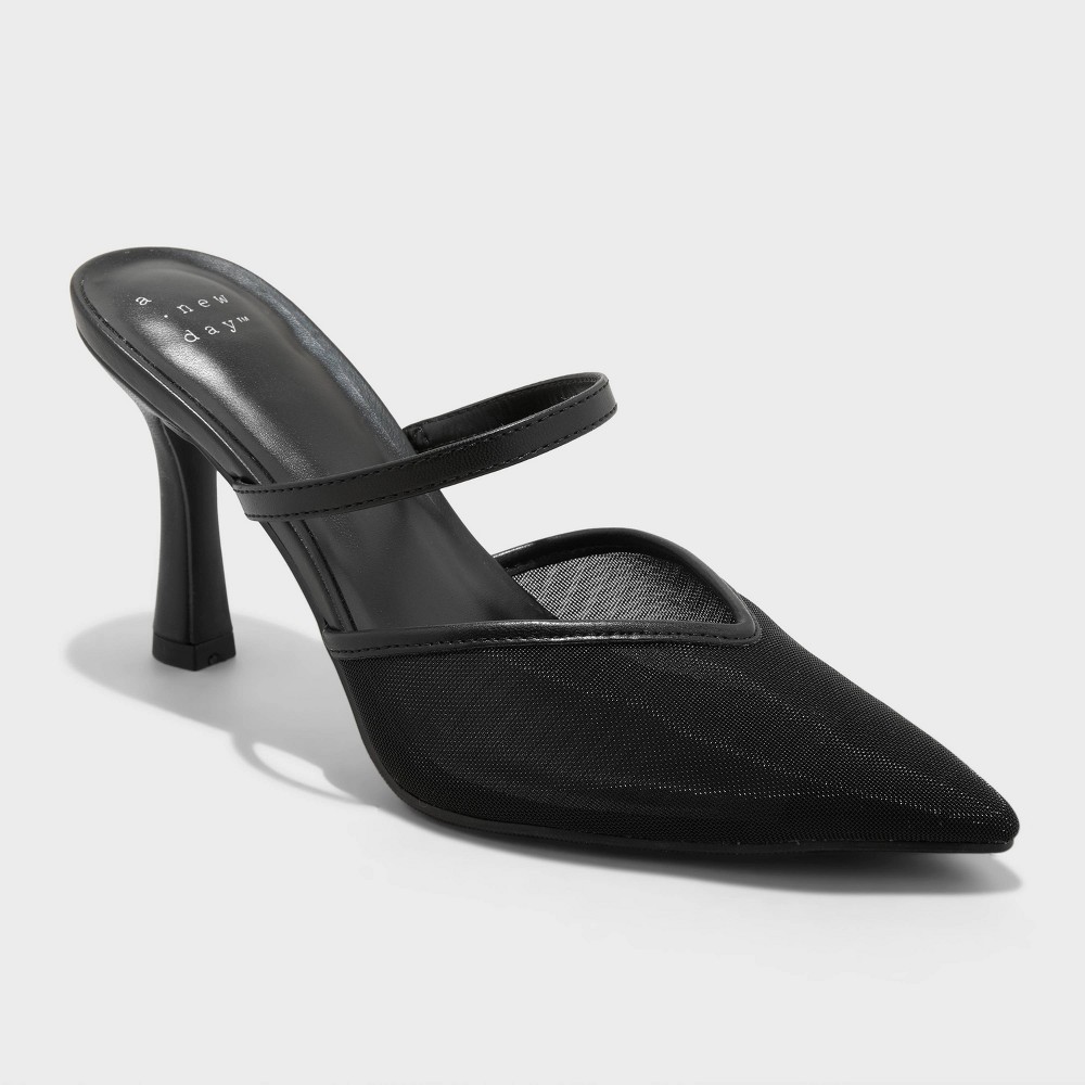 Photo 1 of 7.5 Women's Sonia Mesh Mule Heels with Memory Foam Insole - a New Day™ Matte Black 7.5