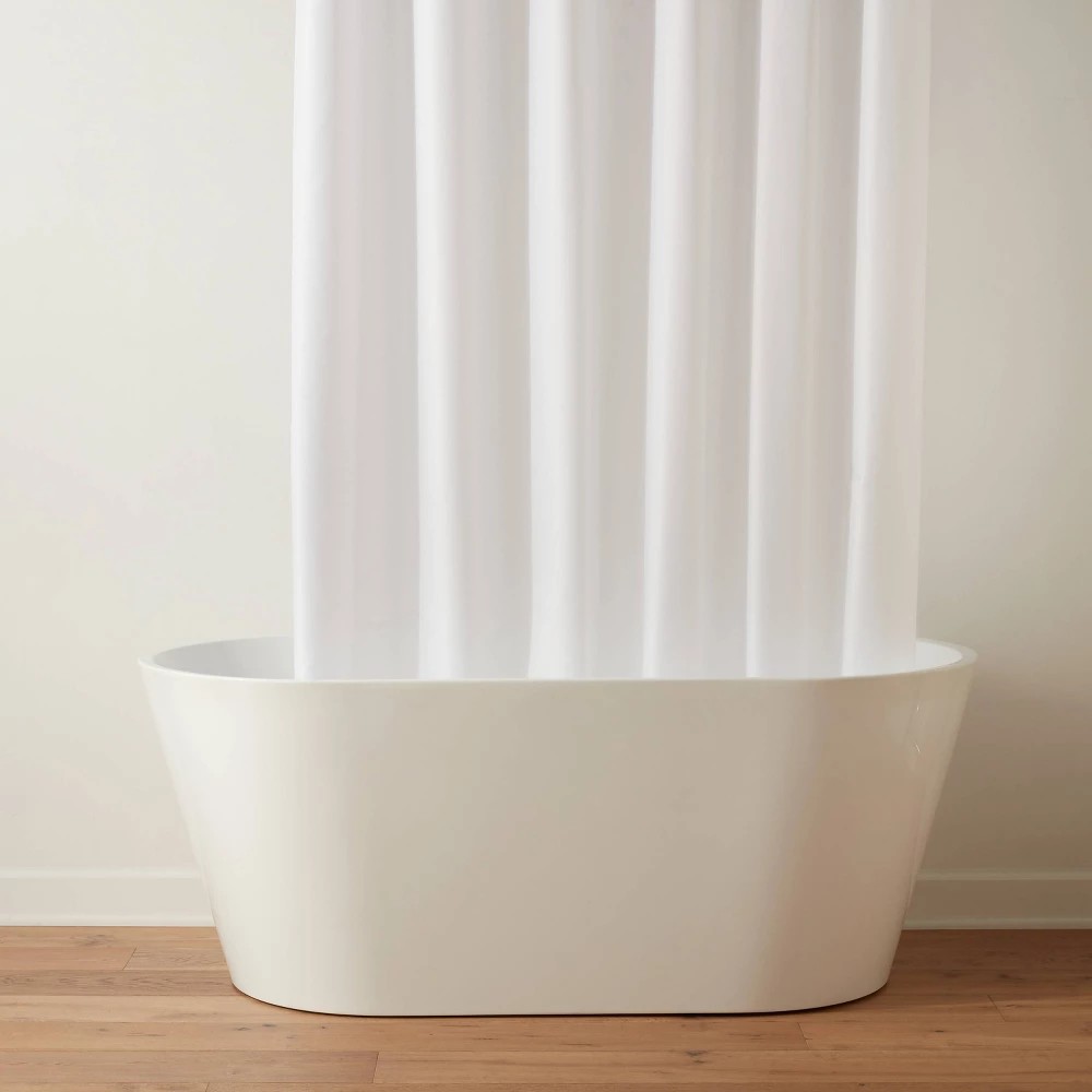 Photo 1 of 71"x71" RPET Fabric Mid Weight Shower Liner White - Threshold™: Mildew Resistant, Machine Washable, Grommet Top