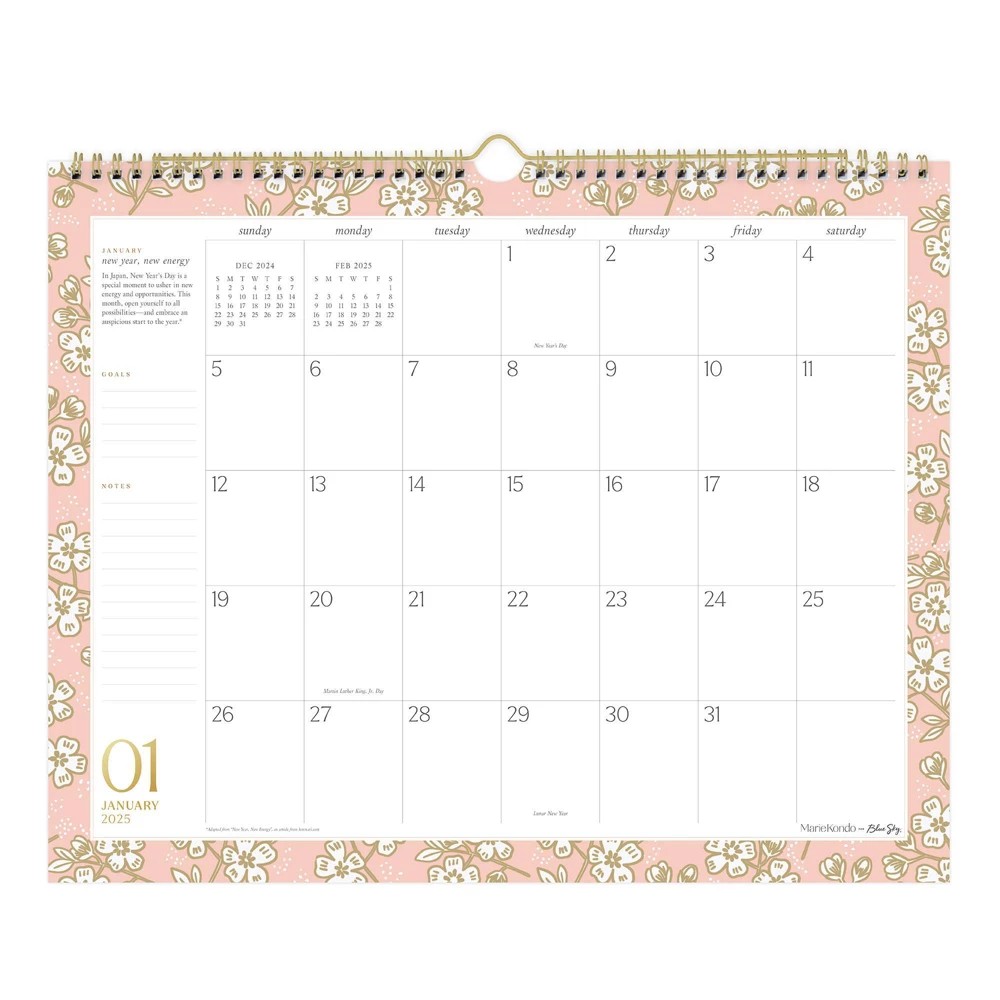 Marie Kondo for Blue Sky 2025 Monthly Wall Calendar 12.8