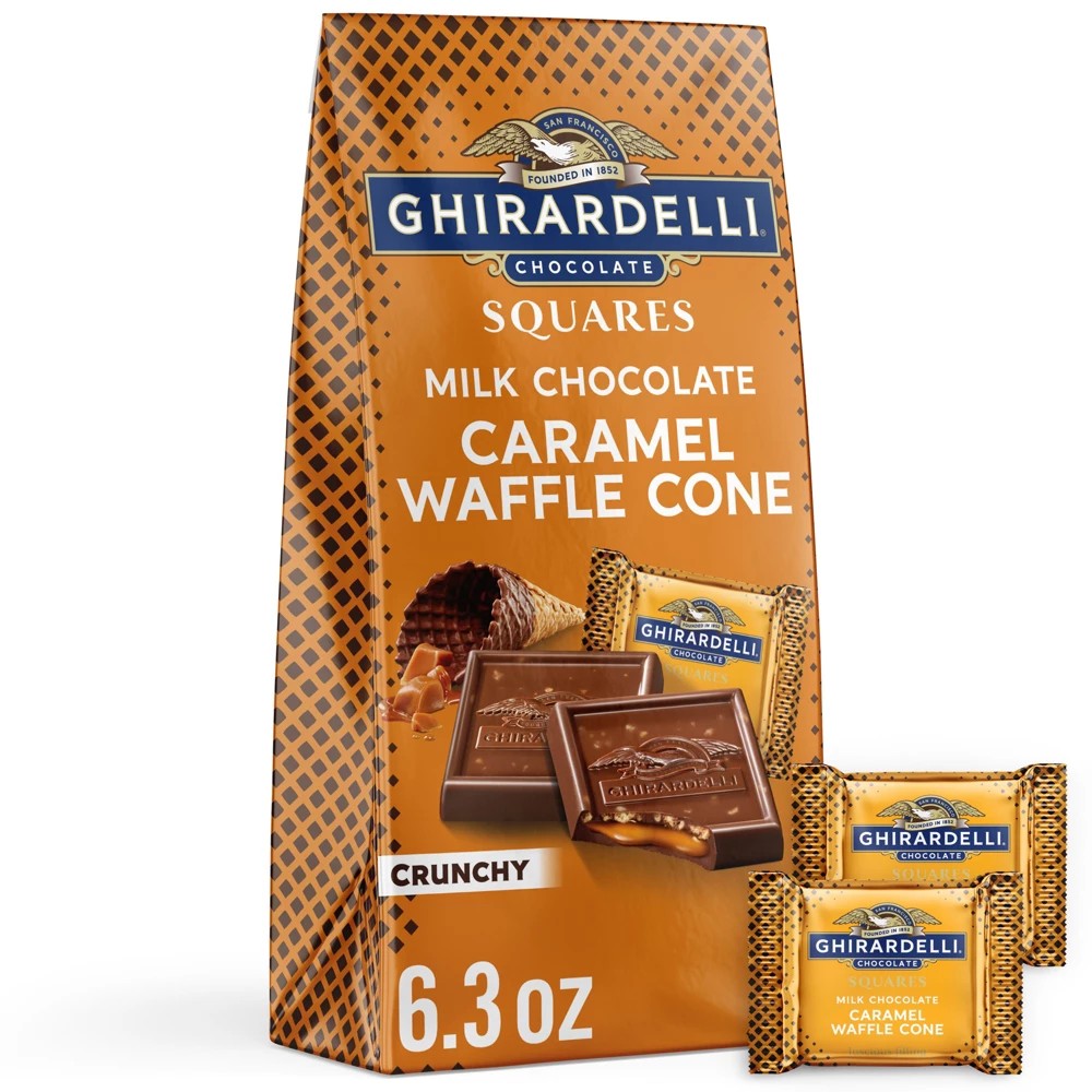 GHIRARDELLI Milk Chocolate Caramel Waffle Cone Candy SQUARES - 6.3oz