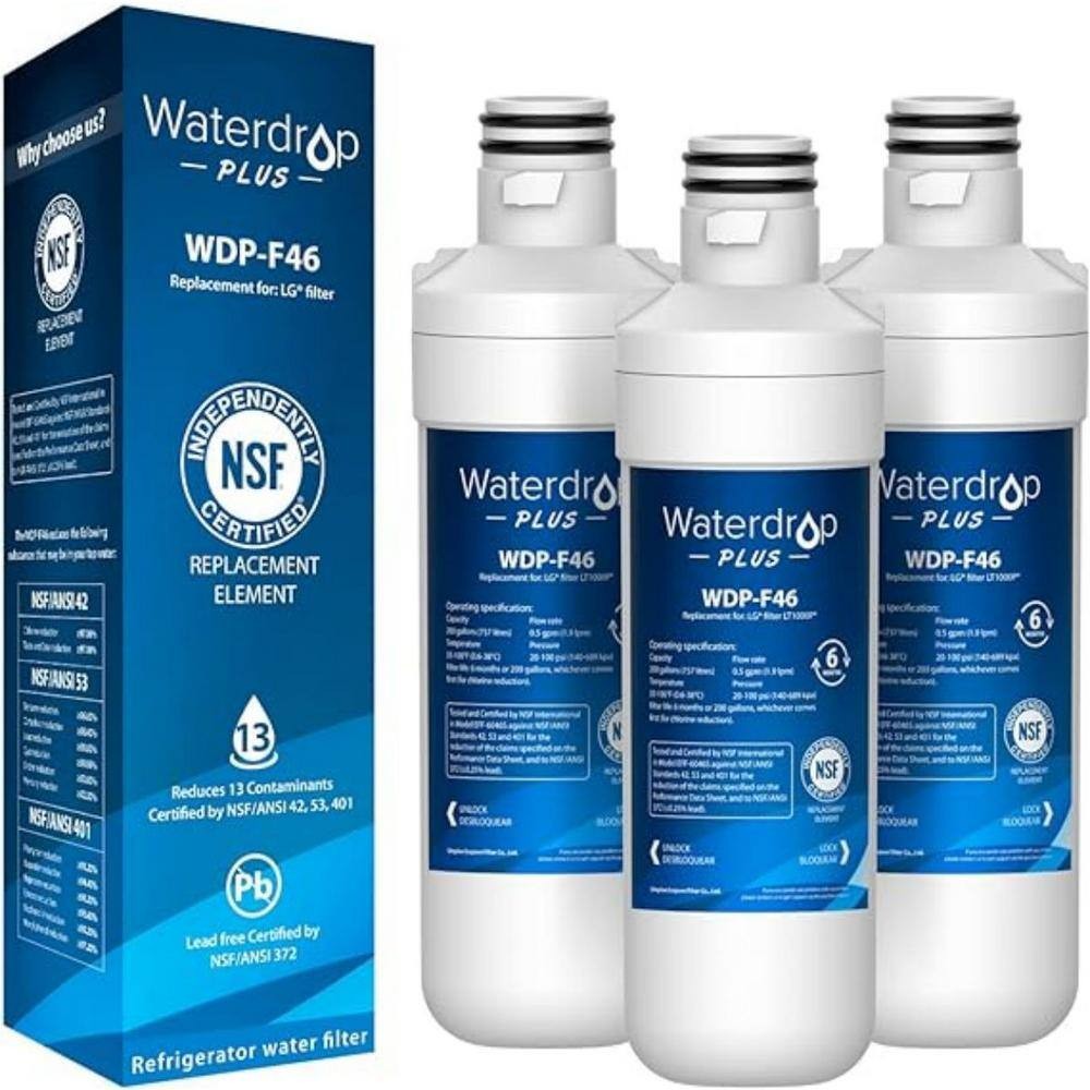 Refrigerator Water FilterReduce PFASReplacement for LG LT1000PLT1000PCKenmore 46-9980 LFXC24796S (3-pack)