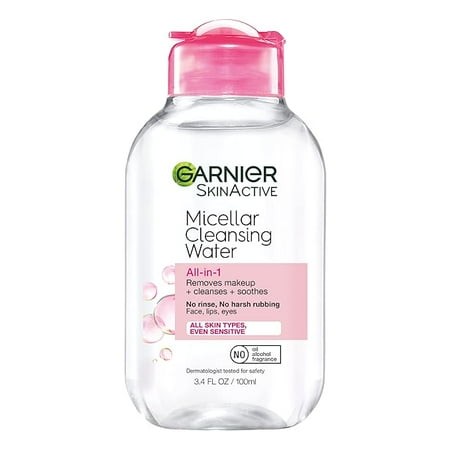 Garnier SkinActive Micellar Cleansing Water  All-in-1 Makeup Remover and Facial Cleanser  for All Skin Types  3.4 Fl Oz (100mL)  1 Count (Packaging Ma
