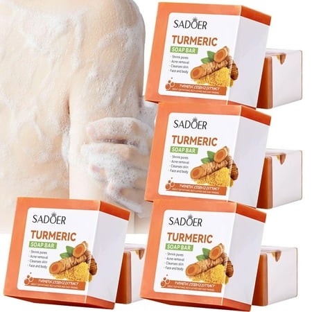 KAUU Turmeric Soap Bar-Turmeric Skin Brichtening Soap Face and Body  Moisturizing & Soothing Gentle Cleanser Soap  Tumeric Deep Cleansing Face Wash (4