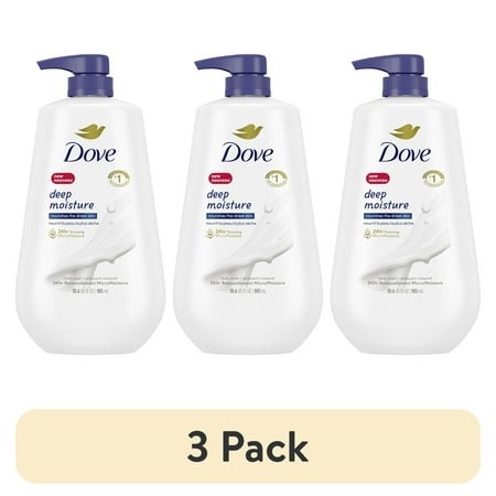 (3 Pack) Dove Body Wash with Pump for 24hr Lotion-Soft Skin Deep Moisture Moisturizing Skin Cleanser with No Sulfates No Parabens  30.6 Fl Oz