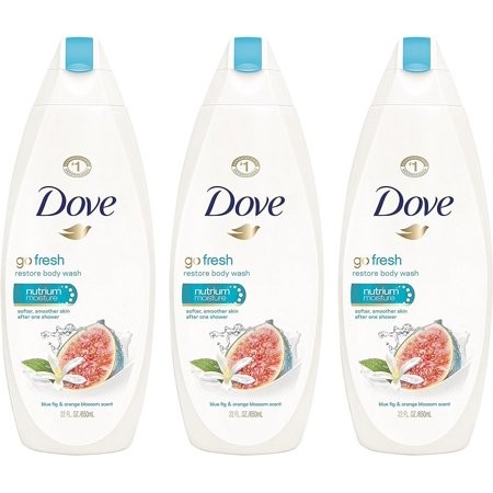 Dove Body Wash - Go Fresh - Restore - with Blue Fig & Orange Blossom Scent - Net Wt. 22 FL OZ (650 ML) per Bottle - Pack of 3 Bottles