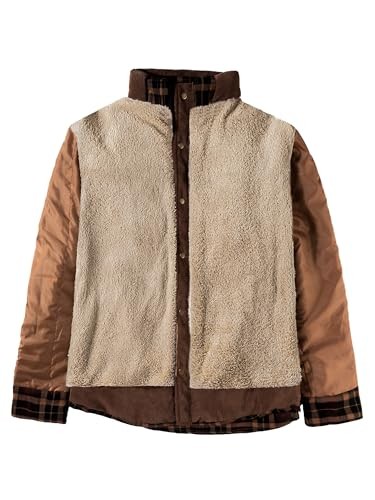 Mr.Stream Men's Outdoor Casual Vintage Long Sleeve Plaid Flannel Button Down Shirt Jacket 3251 Red Coffee XL thumbnail