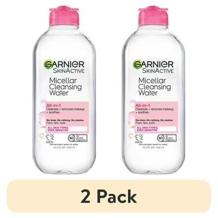(2 Pack) Garnier SkinActive Micellar Cleansing Water All in 1 Makeup Remover Cleanses  13.5 Fl Oz