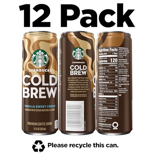 Starbucks Cold Brew Coffee  Vanilla Sweet Cream  11 Fl Oz Cans (12 Pack)  Premium Coffee Drink  Iced Coffee thumbnail