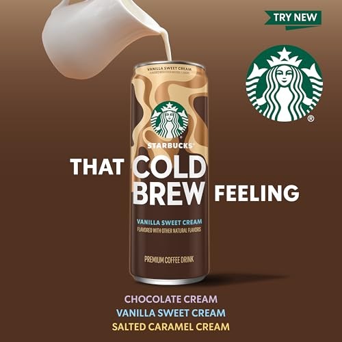 Starbucks Cold Brew Coffee  Vanilla Sweet Cream  11 Fl Oz Cans (12 Pack)  Premium Coffee Drink  Iced Coffee thumbnail