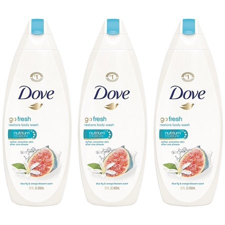 Dove Body Wash - Go Fresh - Restore - with Blue Fig &Amp; Orange Blossom Scent - Net Wt. 22 Fl Oz (650 Ml) per Bottle - Pack of 3 Bottles