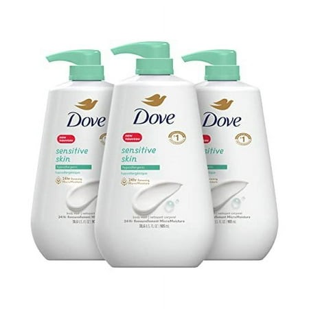 Dove Body Wash with Pump Sensitive Skin 3 Count Hypoallergenic  Paraben-Free  Sulfate-Free  Cruelty-Free  Moisturizing Skin Cleanser Effectively Washe