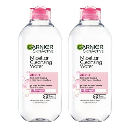 Garnier Skinactive Micellar Water - Ultimate Facial Cleanser & Makeup Remover  13.5 Fl Oz (400Ml)  2 Count - Unleash Your Skin S Radiance!