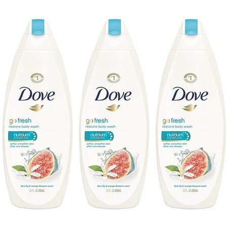 Dove Body Wash - Go Fresh - Restore - with Blue Fig &Amp; Orange Blossom Scent - Net Wt. 22 Fl Oz (650 Ml) per Bottle - Pack of 3 Bottles