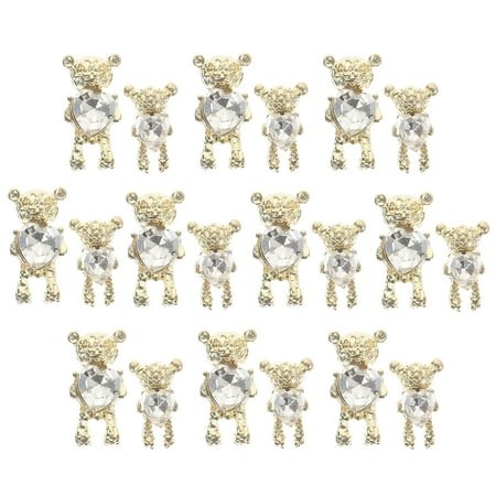 20 Pcs Nail Gems for Nails 3D Bear Accessories Gummy Charms Stickers Art Ornaments Shaped Decors
