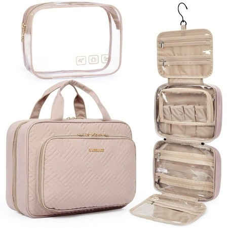 BAGSMART Extra Large Travel Toiletry Bag Set with TSA Approved Transparent Cosmetic Makeup Bag  Hanging Travel Toiletries Organizer for Full Sized Acc