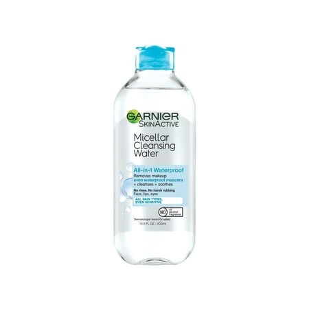 Garnier Skinactive Micellar Water for Waterproof Makeup  Facial Cleanser & Makeup Remover  13.5 Fl Oz (400Ml)  1 Count (Packaging May Vary)