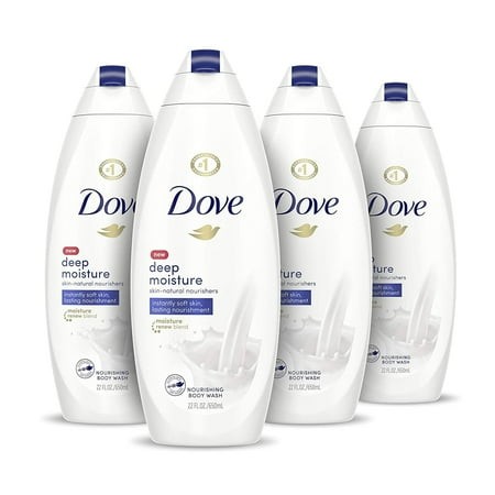 Dove Deep Moisture Body Wash for Dry Skin Moisturizing Body Wash Transforms Even the Driest Skin in One Shower   22 Fl Oz (Pack of 4)