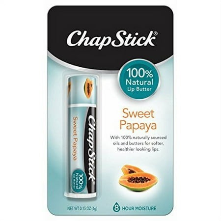 ChapStick Papaya 100% Natural Lip Butter Tube  Lip Balm - 0.15 Oz  Non-Tinted  Sweet Papaya