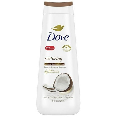 Dove Body Wash Restoring Coconut and Cocoa Butter Coconut Butter and Cocoa Butter 20.0 Fl Oz Pack of 2