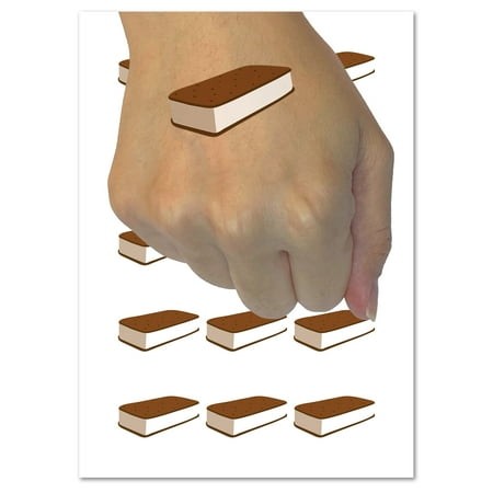Ice Cream Sandwich Chocolate and Vanilla Water Resistant Temporary Tattoo Set Fake Body Art Collection - 54 1  Tattoos (1 Sheet)
