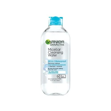 Garnier SkinActive Micellar Water for Waterproof Makeup  Facial Cleanser & Makeup Remover  13.5 Fl Oz (400mL)  1 Count (Packaging May Vary)