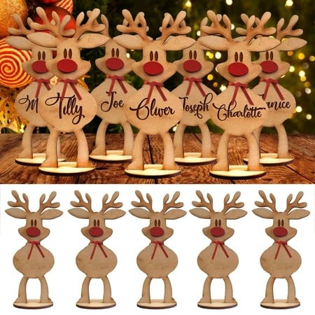 Valentine S Day Sales Personalized Freestanding Reindeeres Family Names Christmas Deer Reindeeres Standing Tabletop Table Ornament Holiday Decoration 