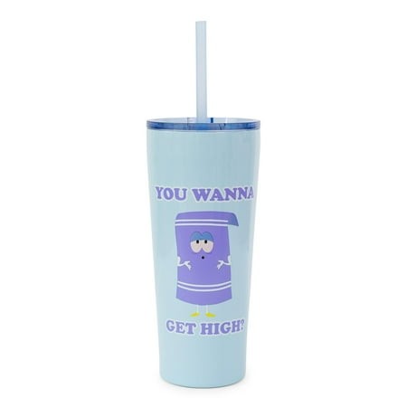 Silver Buffalo - South Park Towelie Stainless Steel Tumbler with Straw | Holds 22 Ounces - Blue
