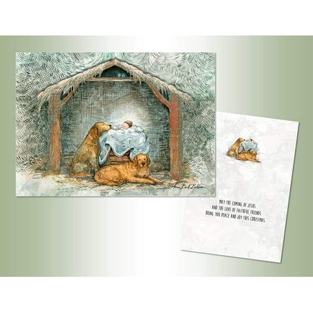 PERFORMING ARTS BOXED CHRISTMAS CARD SET Golden Nativity Set of 16 Velvet Touch Coated Cards/16 Envelopes (1 Design per Box) (5325)