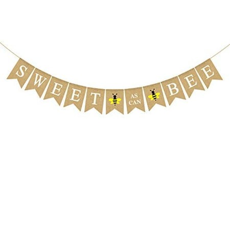 Sweet as Can Bee Banner Bumble Bee Themed Baby Shower & 1st Birthday Party Decor 100% Natural Jute Burlap Durable & Reusable