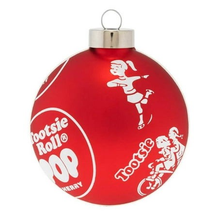 Kat + Annie Cherry Tootsie Roll Pop Disc - One Ornament 4 Inch  Glass - Sucker Iconic Logo 78492