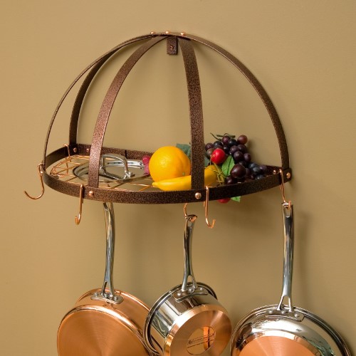 Half Dome Pot Rack with Grid, Hammered Copper and Black