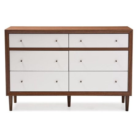 WANCQ Harlow 35.69-inch High 6-Drawer Dresser  Walnut Brown and White (121-6781-HiT)